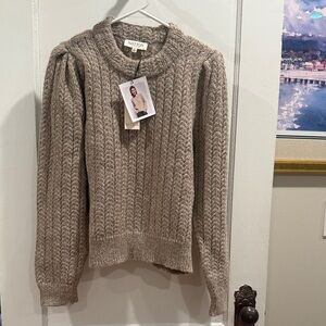 NWT Soft Nation LTD Taupe Cable Knit Sweater